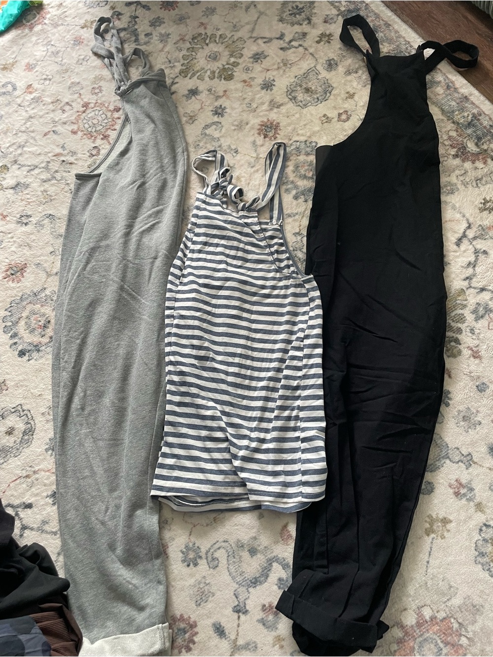 SHEIN blue & white Striped and black Jumpsuit, old navy grey romper